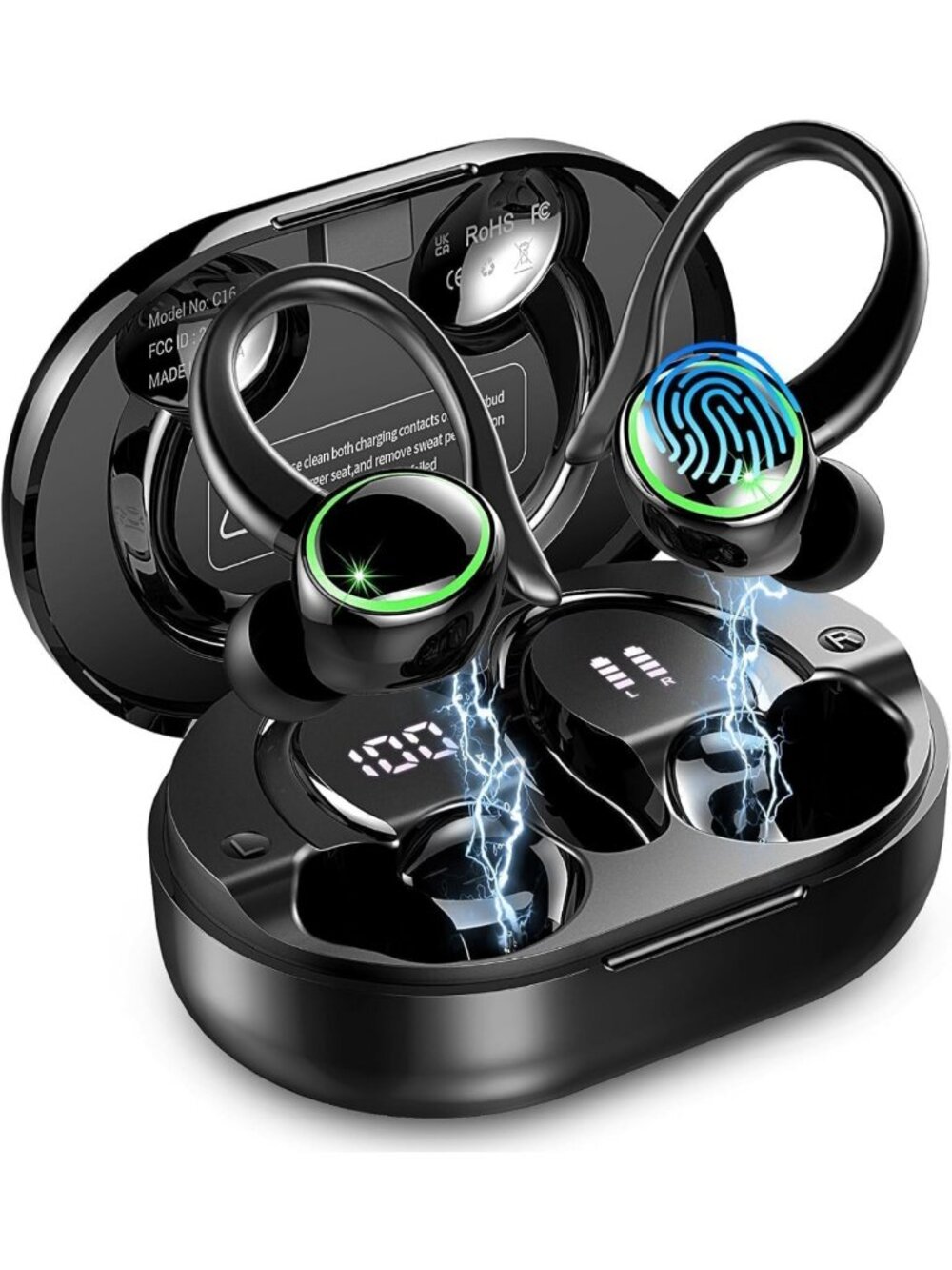 Wireless Earbuds Bluetooth 5.4, Noise Cancelling, Deep Bass, IP7 Waterproof, Gym